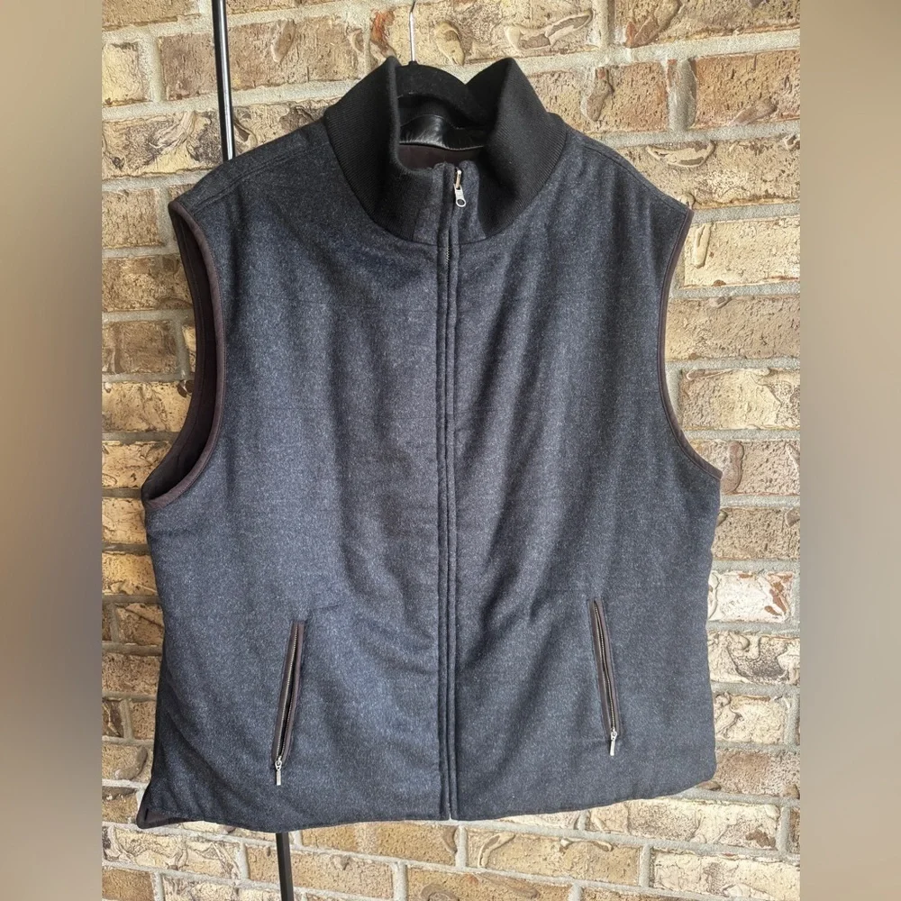 Daniel Cremieux Signature Collection Brown Wool Cashmere Reversible Vest Sz XXL